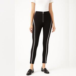Maniere De Voir High Rise Leggings Women’s 14 Black Zip Trim Compression Inseam